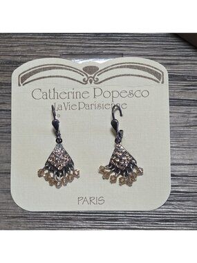 Catherine Popesco La Vie Parisienne Earrings Swarovski Crystal Silver Tone